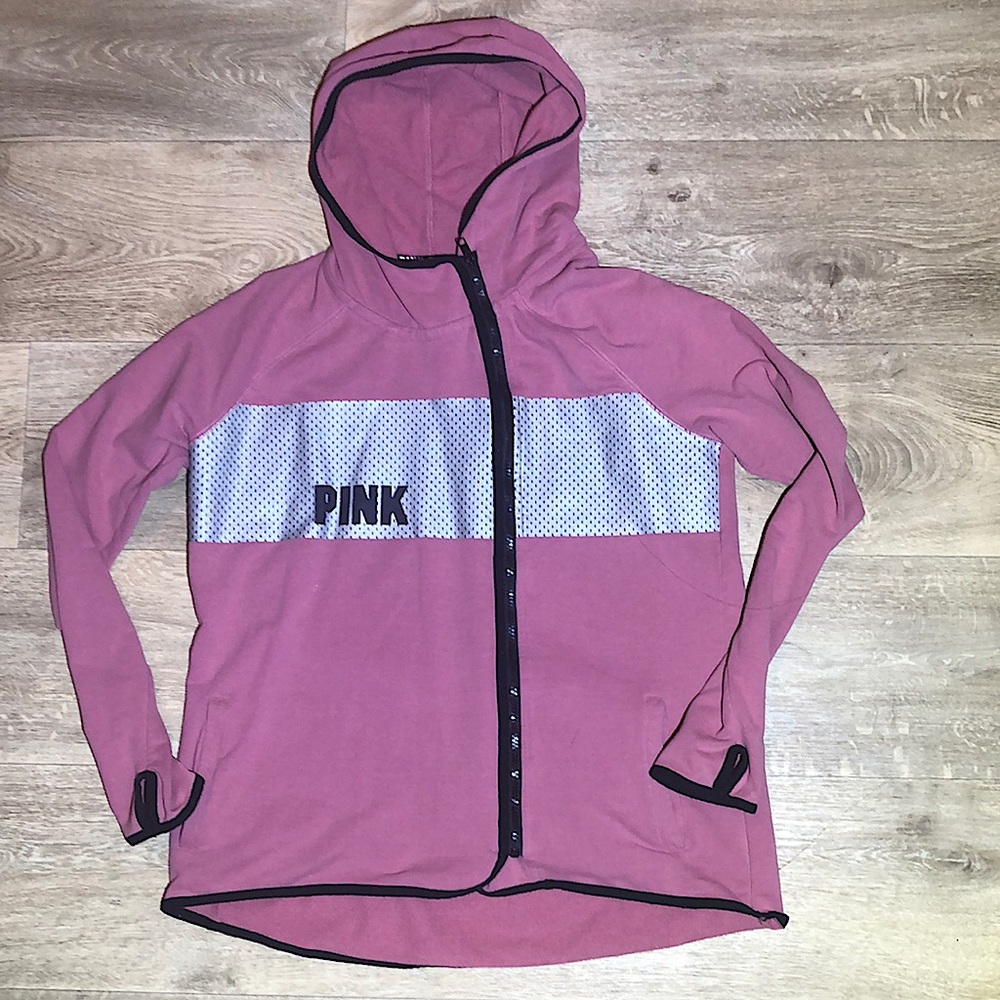 VICTORIA'S SECRET PINK HIGH LOW JACKET FULL ZIP REFLECTIVE JACKET
